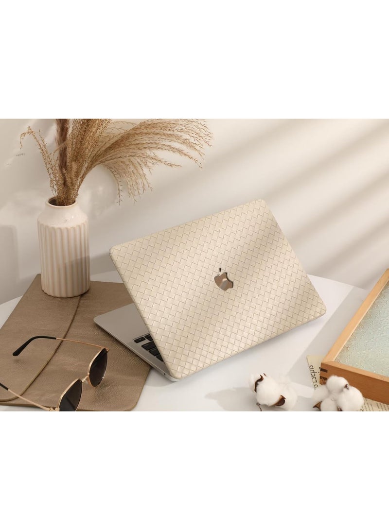 Woven Leather Hard Case for MacBook Pro 13 Inch (Models 2016 2017 2018 2019 2020 & M1 2020),Compatible with A1708 A1706 A1989 A2159 A2251 A2289 A2338, Slim Scratch Resistant Laptop Cover (Gold) - Image 4